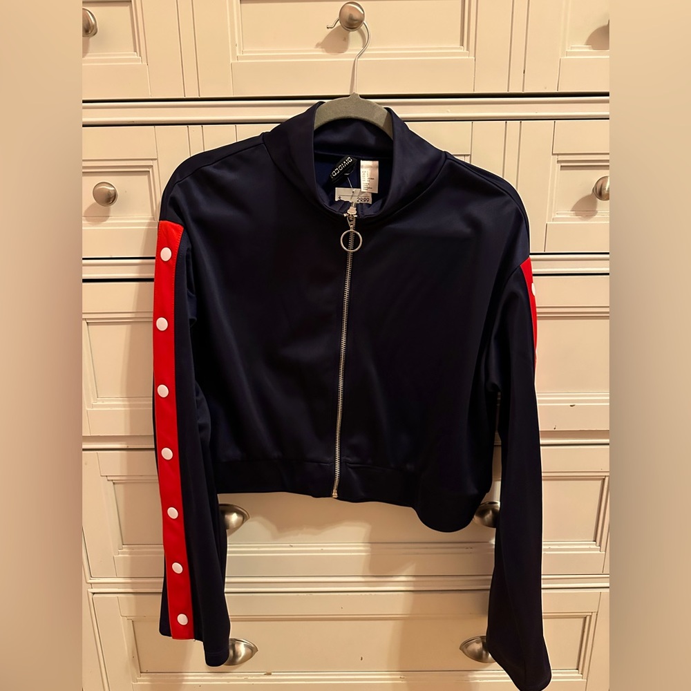 New H&M Navy Blue Cropped Jacket